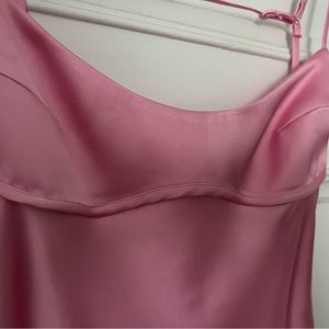 Satin silk, pink maxi dress open back